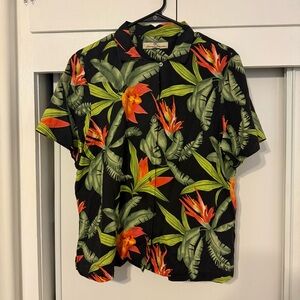 Tommy Bahama Bird of Paradise Black Hawaiian Shirt - S